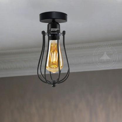 Vintage Industrial Geometric Balloon Shaped Wire Cage Light  Lighting Bulb Holder