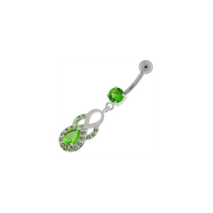 Tear Drop CZ with Fusion Infinity Dangling Navel Belly Button Ring