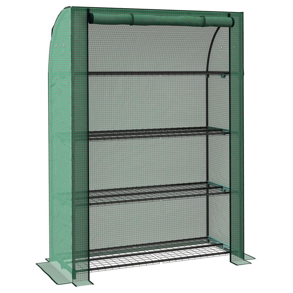 Premium Outsunny Mini Greenhouse: 4 Tier Shelves, Portable & Durable, 170H x 120W x 50Dcm, Green