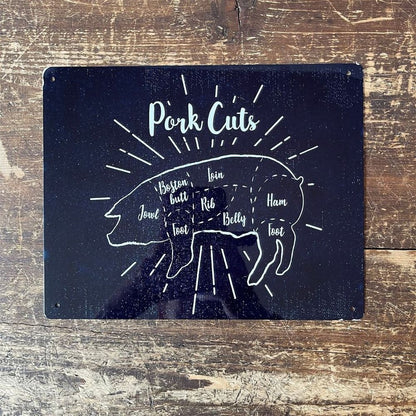 Premium Butchers Cuts Sign - Retro Vintage Metal Wall Art