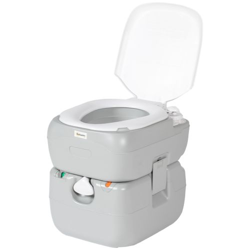 Outsunny Portable Toilet with Detachable Tanks for Camping, Grey