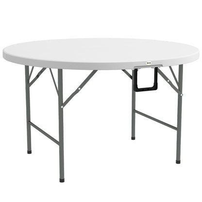 Premium Outsunny 122" Folding Round Picnic Table - 6 Person Capacity, HDPE, White