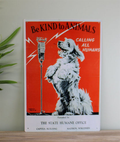 Vintage Metal Sign - Retro Be Kind To Animals Advertising - 40x28cm - UK Made