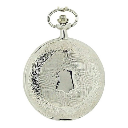 Jakob Strauss Classic Silver Tone & 12 Inch Brass Chain Pocket Watch - CLEARANCE NEEDS RE-BATTERY
