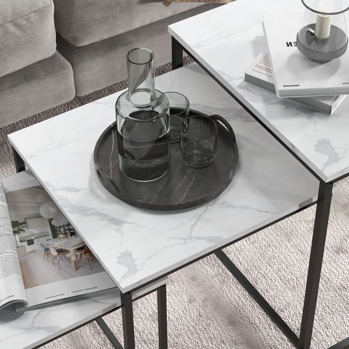 Homcom Nesting Coffee Tables Set of 3 Stacking Sofa Side Tables White