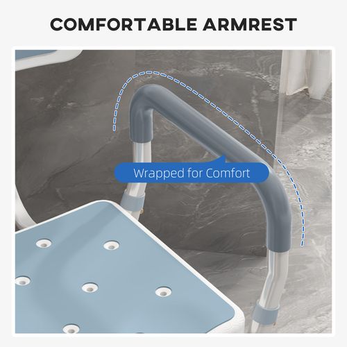 HOMCOM EVA Padded Shower Stool with Back and Arms 4 Suction Foot Pads