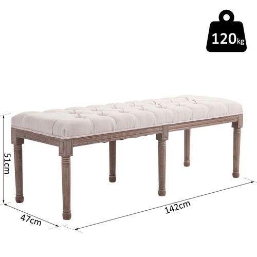Stool Bench 3 Person Chic Button Tufted  Bedside Seat End Hallway