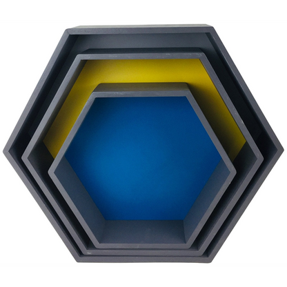 Set of 3 Wooden Hexagon Shelves