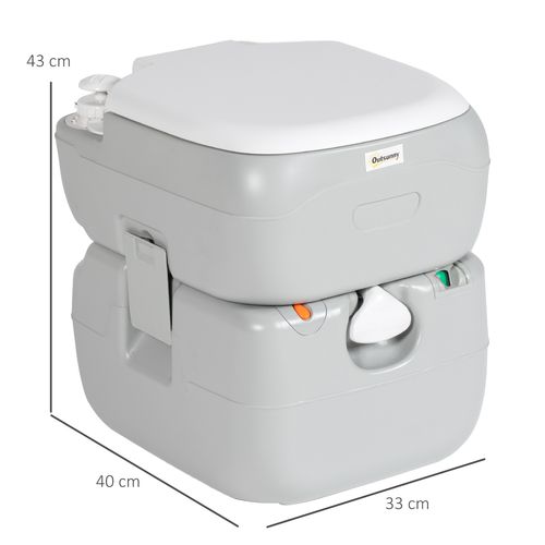 Outsunny Portable Toilet with Detachable Tanks for Camping, Grey