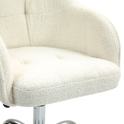HOMCOM Fluffy Vanity Chair for Desk, with Height Adjustable, Wheels