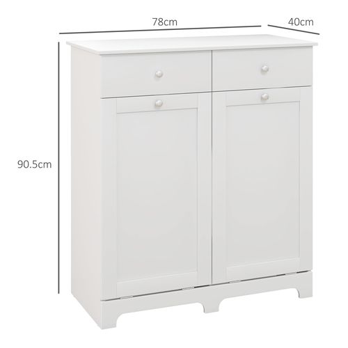 HOMCOM Modern Bathroom Cabinet with Laundry Baskets and 2 Drawers