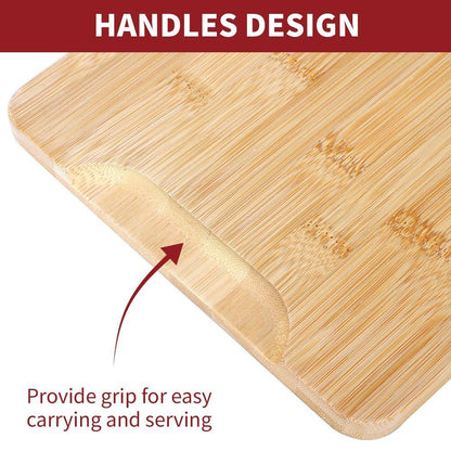 Bamboo Chopping Board Set of 3 100% Natural Wooden Kitchen Cutting Board