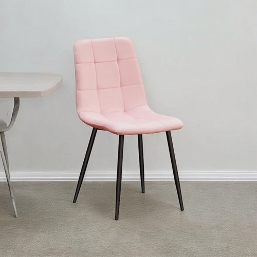 PINK FABRIC CHAIR BLACK METAL LEGS