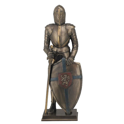 Medieval Knight with Lion Rampant Shield (hand-cast statue sculpture) 10cm Height