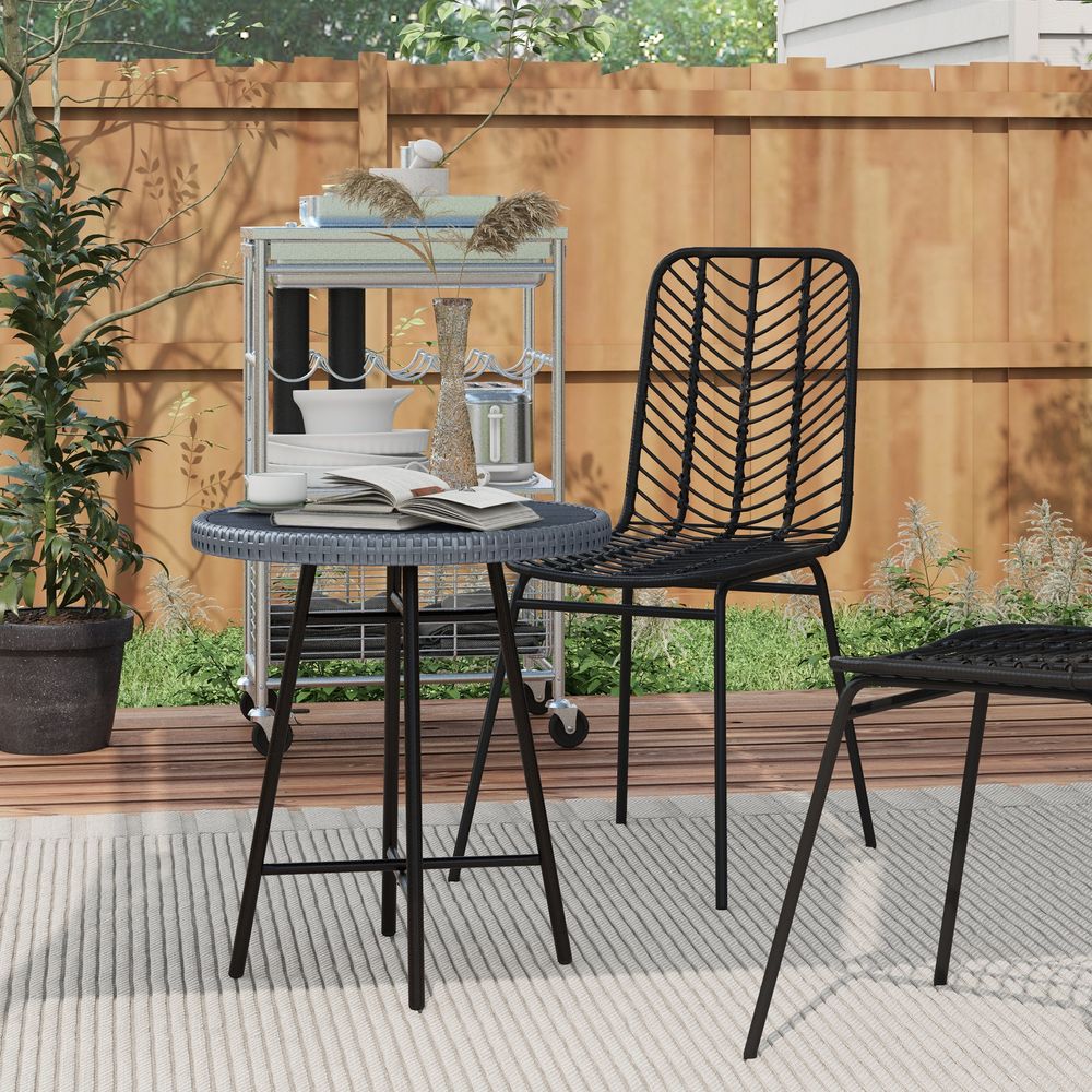 Outsunny PE Rattan Side Table - Indoor/Outdoor/Balcony/Patio - Grey