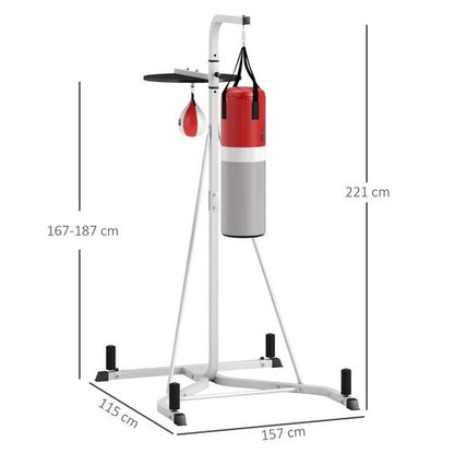 HOMCOM Punchbag & Speedball Boxing Station Frame Freestanding, White