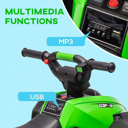 Homcom 12V Electric Quad Bikes for Kids Ride On Car ATV Toy for 3-5 Years Green