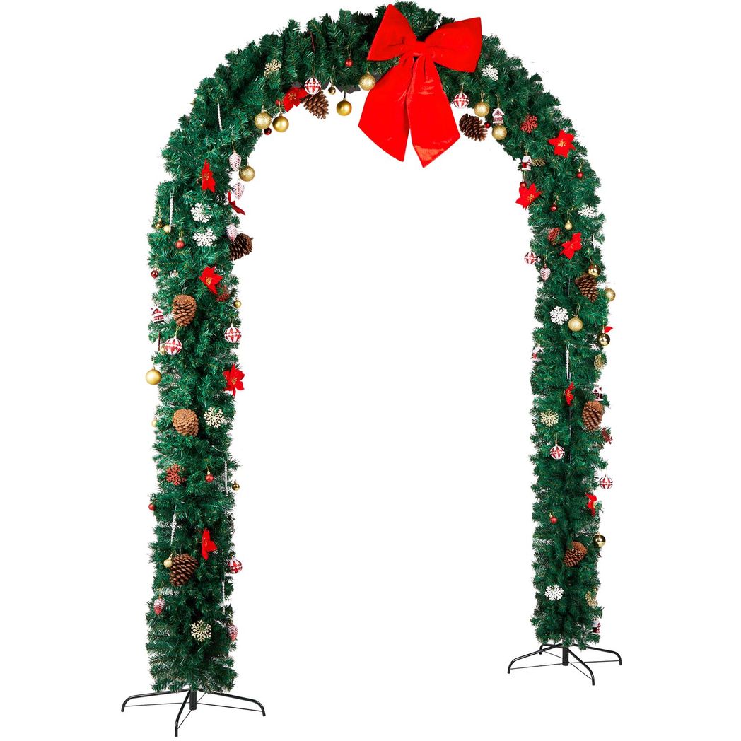 PVC Christmas Arch with Ornaments Holiday Arch Decoration Green 240*40*265cm