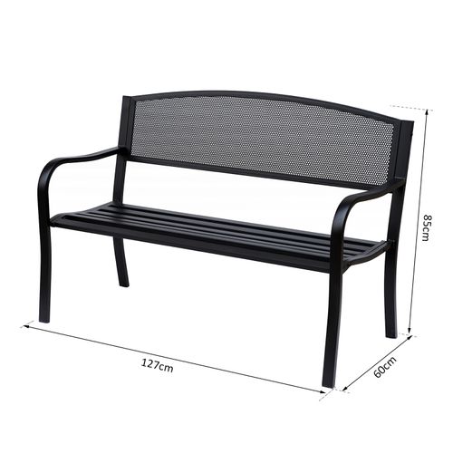 2 Person Garden Bench, Steel-Black