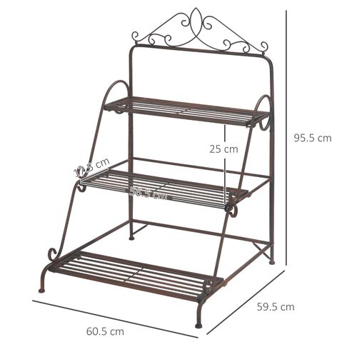 3 Tier Stair Style Metal Plant Stand, Flower Pot Holder Display Shelf