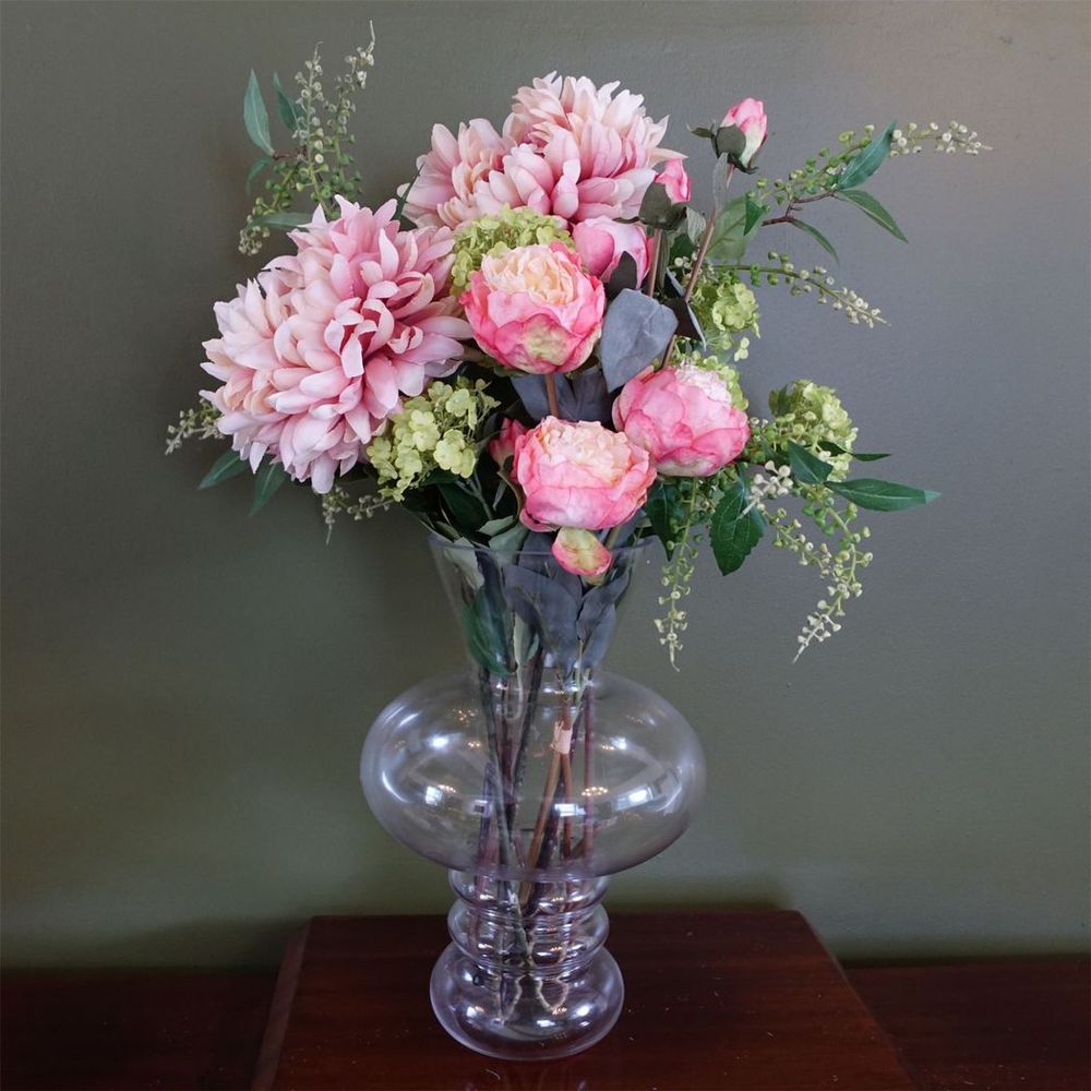 35cm Bubble Clear Glass Vase - Elegant and Versatile for Real or Artificial Flowers