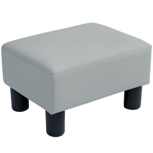 HOMCOM Chic Faux Leather Footstool Small Footrest with 4 Plastic Legs, Grey
