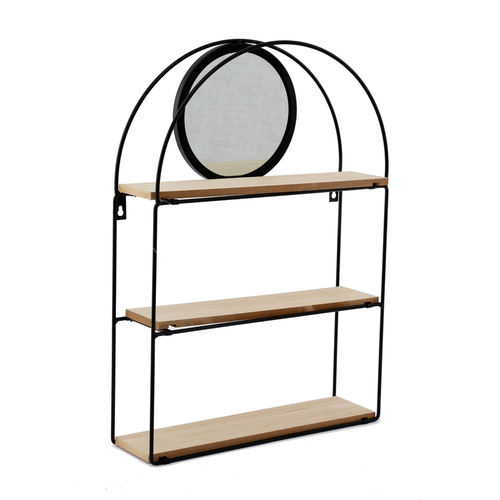Black Metal 3 Shelves with Mirror
