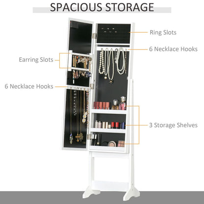 LED Mirrored Jewellery Cabinet, 36Lx30Wx136H cm-White