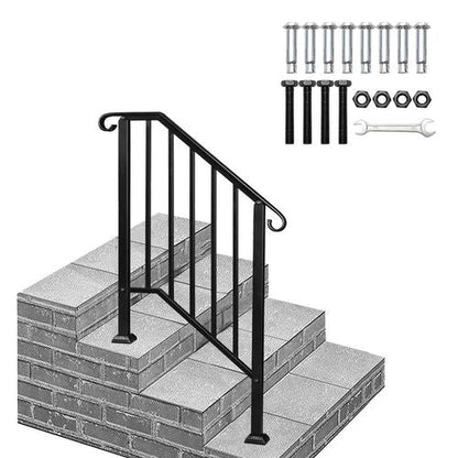 Artisasset Matte Black Outdoor 2-Step Iron Handrail （same as 82359152）