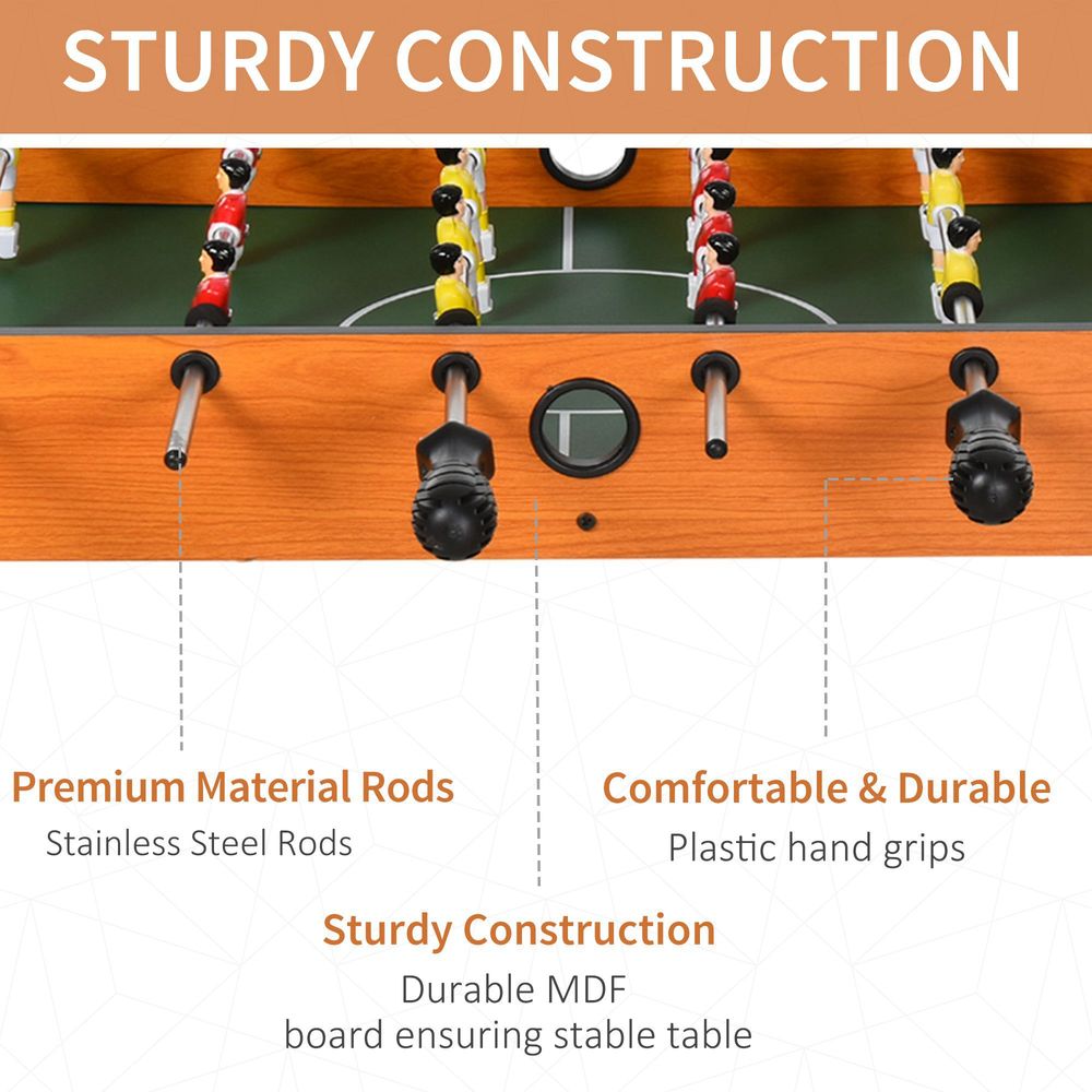 HOMCOM Football Table Heavy Duty 84.5cm for Arcades, Pub, Game Room, 8 Rods, 2 Foosballs