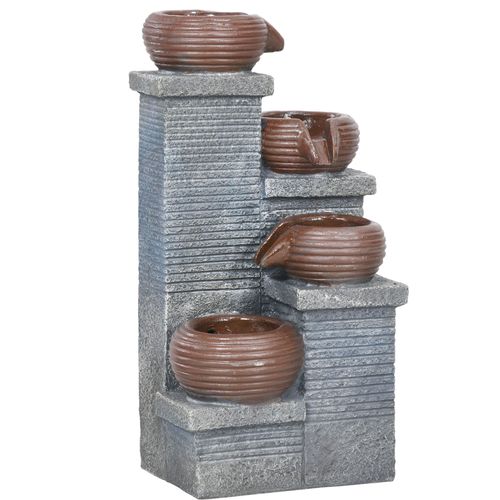 Outsunny Solar Water Feature 4 Tier Cascade Water Fountain with LED Lights
