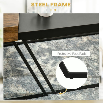Premium HOMCOM Coffee Table Set of 2 - Stylish Steel Frame - Versatile for Living Room Décor