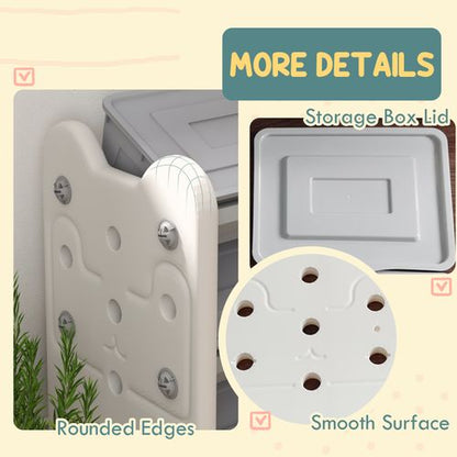 AIYAPLAY Kids Toy Storage Units with 6 Storage Boxes, 76 x 37 x 60cm, Grey