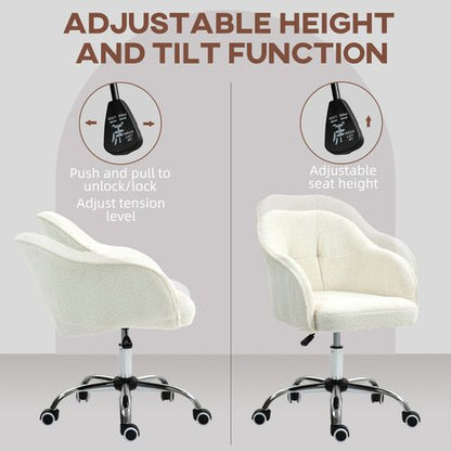 HOMCOM Fluffy Vanity Chair for Desk, with Height Adjustable, Wheels