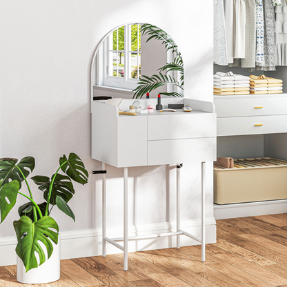HOMCOM Makeup Vanity Table with Mirror Drawers Modern Dressing Table White