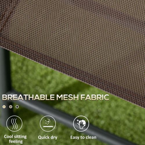 Outsunny Patio Bistro Set Folding Chairs & Coffee Table for Balcony, Brown