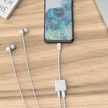 High-Fidelity 2-in-1 Phone Audio Adapter for iPhone 7/8/XR - White
