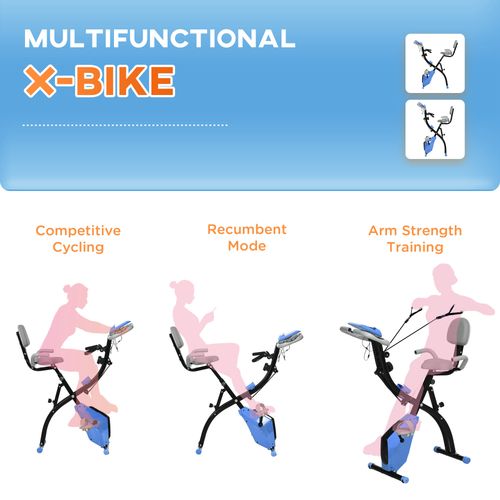 HOMCOM 2-In-1 Folding Exercise Bike with 8-Level Magnetic Resistance