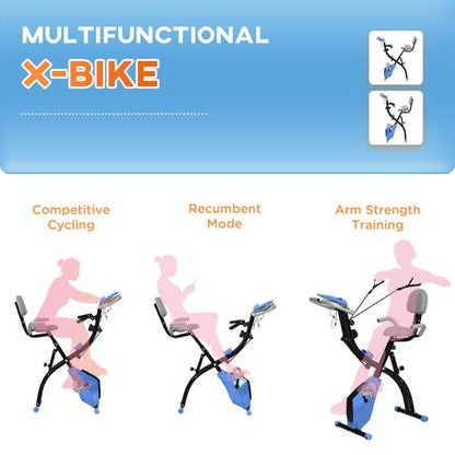 HOMCOM 2-In-1 Folding Exercise Bike with 8-Level Magnetic Resistance