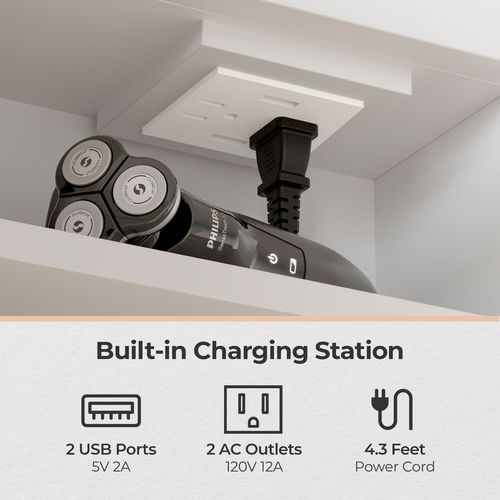 FCH White  LED Mirror Cabinet (20*28 inches),1 Door, 4 Shelves, with Time & Temperature Display, Three-color Lighting, Adjustable Brightness, Power-off Memory