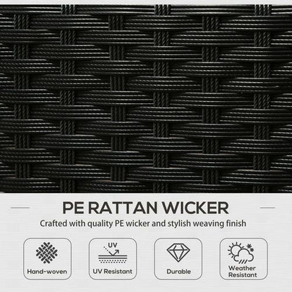 Outsunny Rattan Garden Furniture Sofa Set, 2 Armchairs 2 Footstools Table White