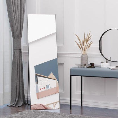HOMCOM Full Length Mirror, Free Standing or Wall Hanging, Tall Full Body Mirror for Bedroom, Hallway, Black