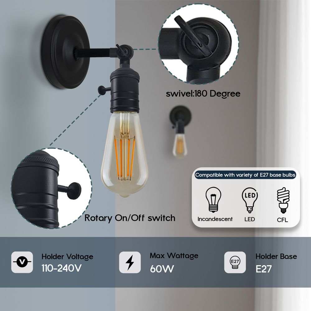 Vintage Industrial Wall Sconce - Yellow Brass Industrial Wall Light Fixture - High Quality & Easy Installation