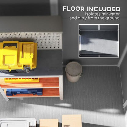 Outsunny 4 x 6ft Plastic Garden Shed with Floor, Window and Lockable Door