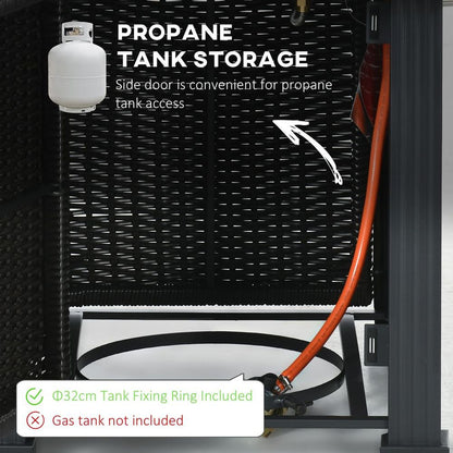 Premium Gas Fire Pit Table w/ Rain Cover & Windscreen ? Stylish Design, 50,000 BTU Powerful Burner