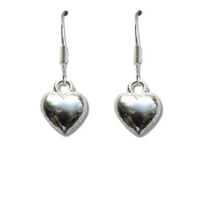 Silver Puff Heart Drop Earrings | Ideal Birthday or Christmas Gift