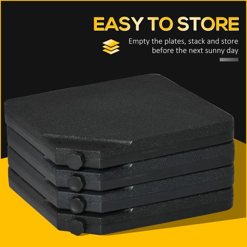 Outsunny Set of 4 Parasol Base Stand Weights for Cantilever Umbrella, Black