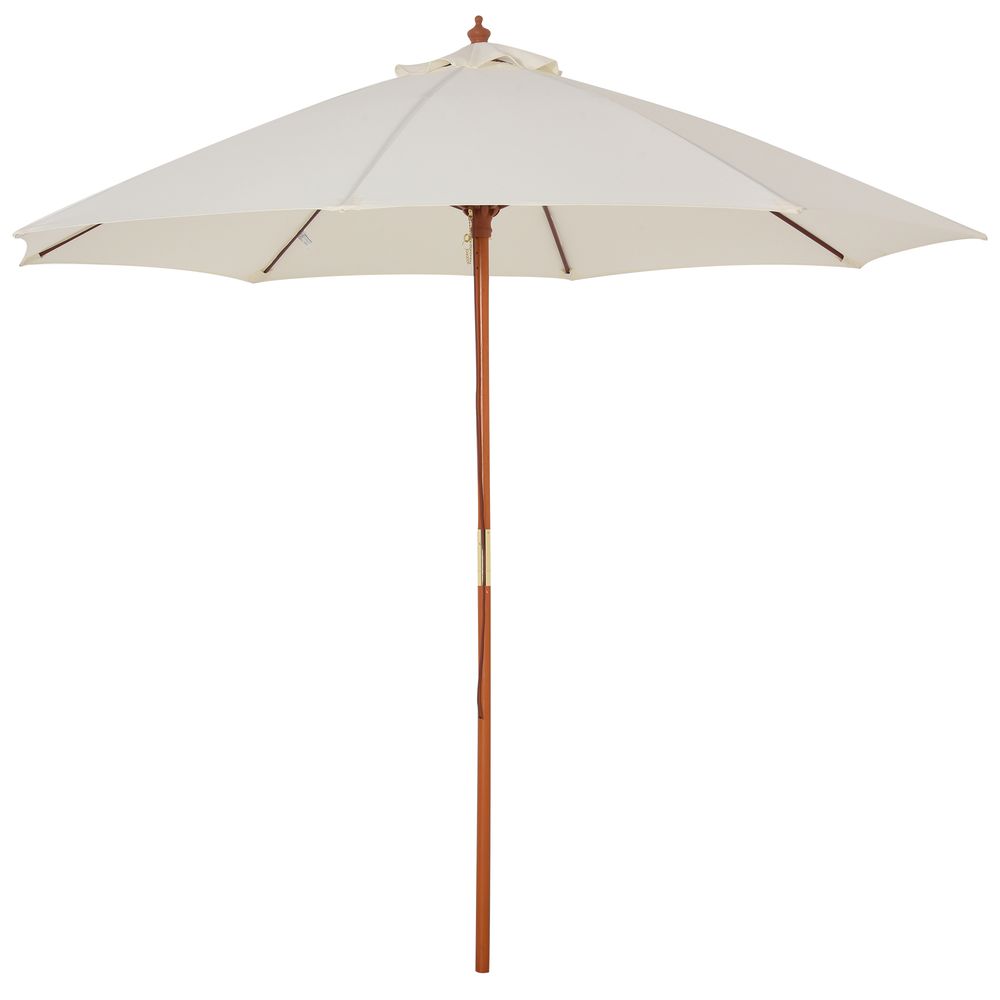 Outdoor Wood Garden Parasol Sun Shade Umbrella with Top Vent - 2.5m Canopy