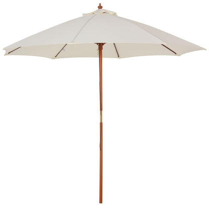 Outdoor Wood Garden Parasol Sun Shade Umbrella with Top Vent - 2.5m Canopy
