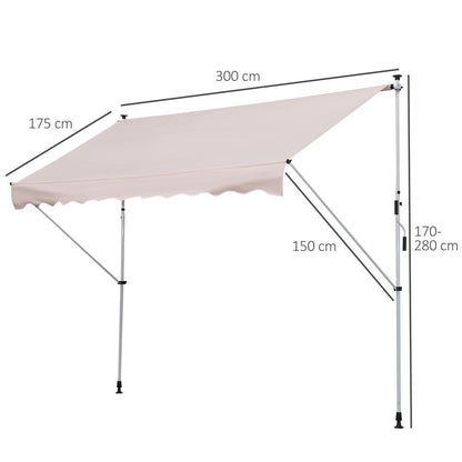 Adjustable Aluminium Frame Awning for Outdoor - 3x1.5m